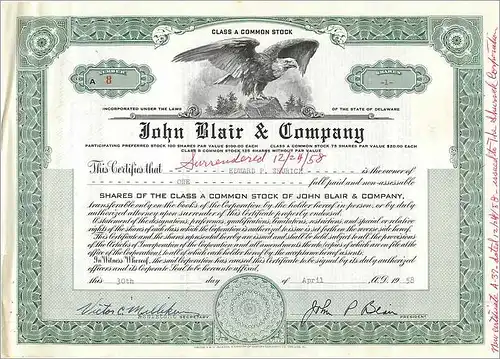 Coupon Share Action The John Blair & Company Eagle Aigle Oiseau