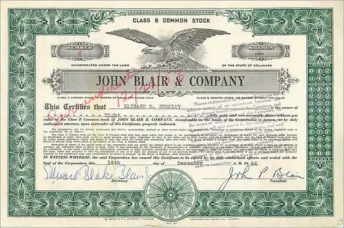 Coupon Share Action The John Blair & Company Eagle Aigle Oiseau