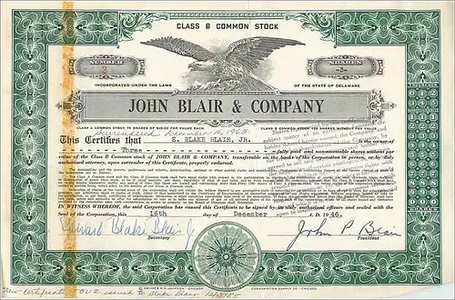 Coupon Share Action The John Blair & Company Eagle Aigle Oiseau