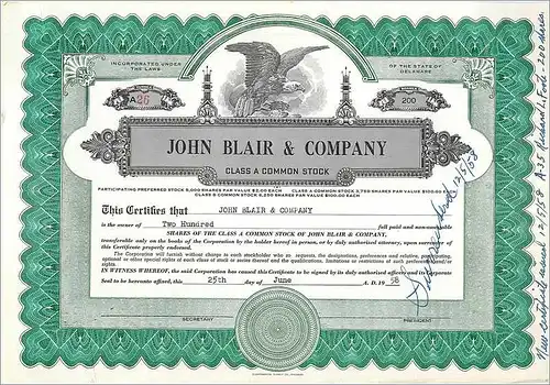 Coupon Share Action The John Blair & Company Eagle Aigle Oiseau