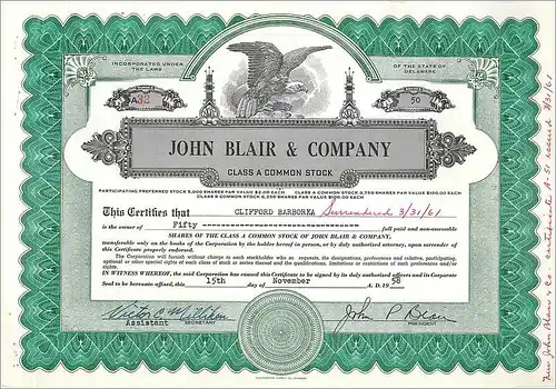 Coupon Share Action The John Blair & Company Eagle Aigle Oiseau