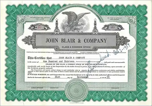 Coupon Share Action The John Blair & Company Eagle Aigle Oiseau