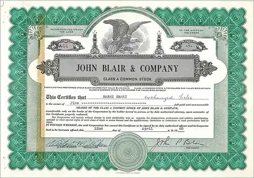 Coupon Share Action The John Blair & Company Eagle Aigle Oiseau