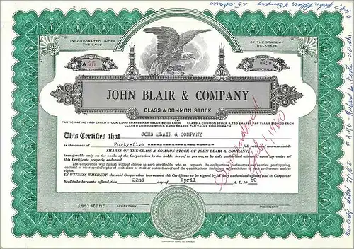 Coupon Share Action The John Blair & Company Eagle Aigle Oiseau