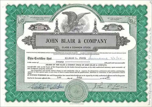 Coupon Share Action The John Blair & Company Eagle Aigle Oiseau