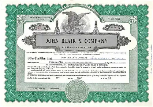 Coupon Share Action The John Blair & Company Eagle Aigle Oiseau