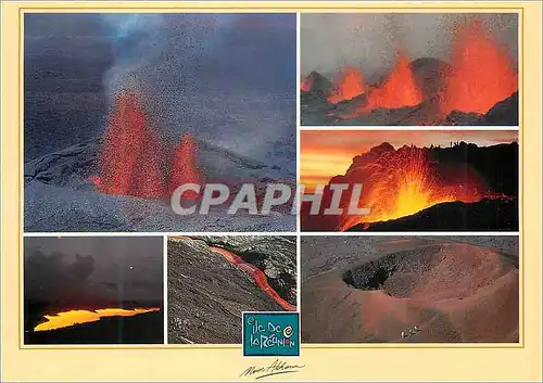 Moderne Karte Ile de la Reunion Eruption Volcanique