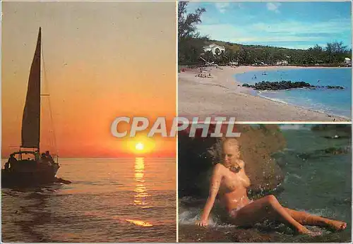 Cartes postales moderne Ile de la Reunion Coucher de soleil La plage des Roches Noires a Saint Gilles