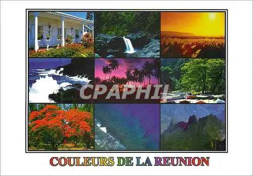 Moderne Karte Ile de la Reunion Couleurs de la Reunion