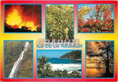 Cartes postales moderne Ile de la Reunion Ocean Indien Volcan papayers Salazie coucher de soleil a l hermitage manapany