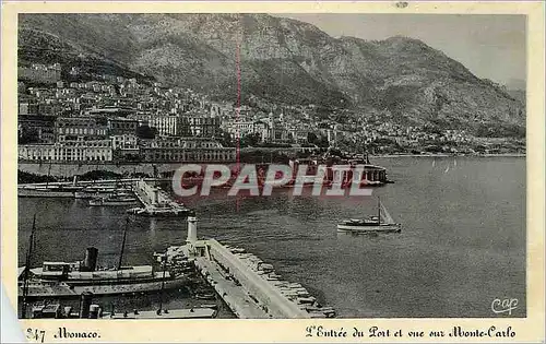 Ansichtskarte AK Monaco L Entree du Port et vue sur Monte Carlo