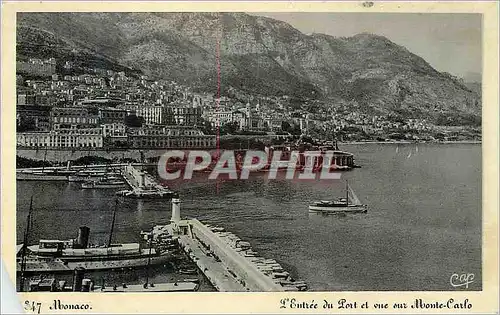 Cartes postales Monaco L Entree du Port et vue sur Monte Carlo