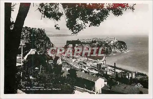 Moderne Karte Monaco Vue du rocher et le Cap Martin