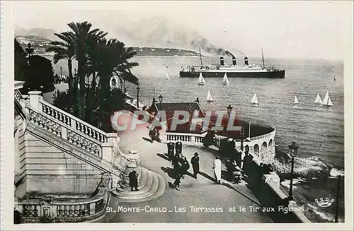 Cartes postales moderne Monte Carlo Les Terrasses et le Tir aux Pigeons Bateau
