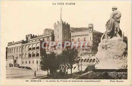 Cartes postales Monaco Le palais du Prince et monument commemoratif
