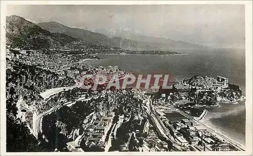 Cartes postales moderne Principaute de Monaco Vue panoramique prise du Cap d Ail Le Cap Martin au fond l italie
