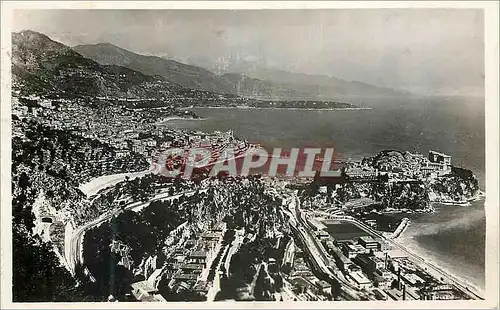 Moderne Karte Principaute de Monaco Vue panoramique prise du Cap d Ail Le Cap Martin au fond l italie