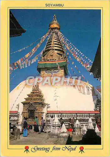 Moderne Karte Soyambunath also called the Monkey Temple Kathmandu Valley Nepal