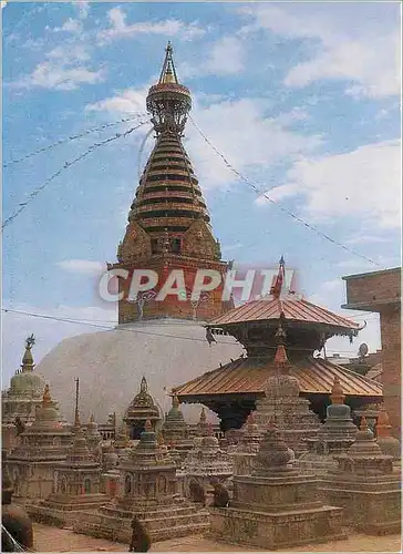 Moderne Karte Swoyambu the biggest Stupa in the world Nepal