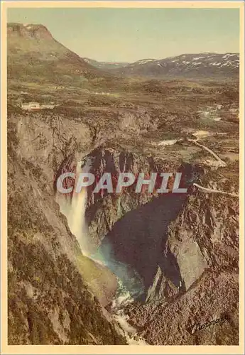 Cartes postales Norway Fossli mountain Hotel with the Voringfoss waterfall
