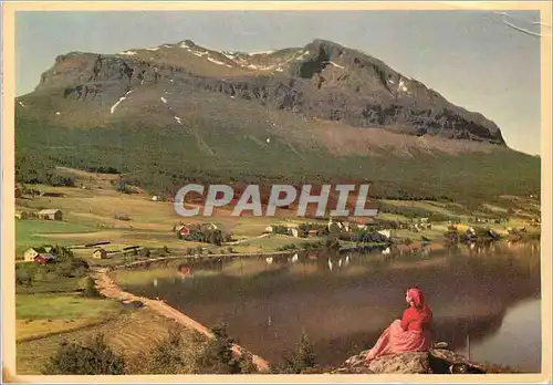 Moderne Karte Norway Vang in Valdres The Grinda mountain in the background