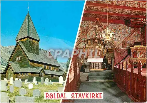 Cartes postales moderne Norway Roldal stave church by the Hardanger Telemark Road