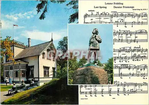 Cartes postales moderne Norway Bergen Statue of E Grieg and his home Trollhaugen