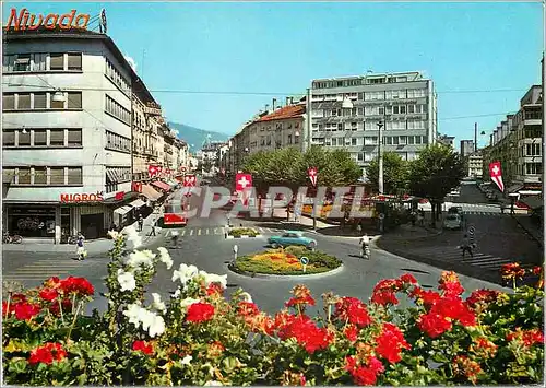 Moderne Karte Bienne Bielle Rue de la Gare Nivada