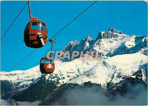 Moderne Karte Telecabine Champery Planachaux et les dents du Midi