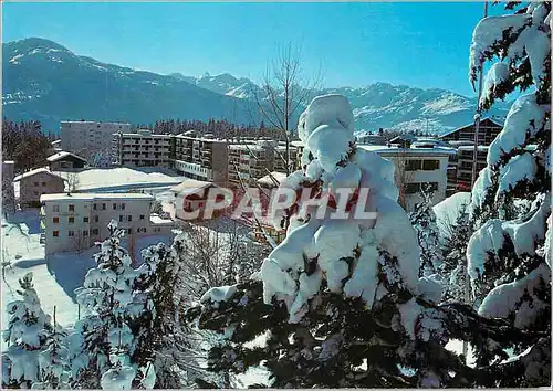 Moderne Karte Crans sur Sierre Vue partielle de la station