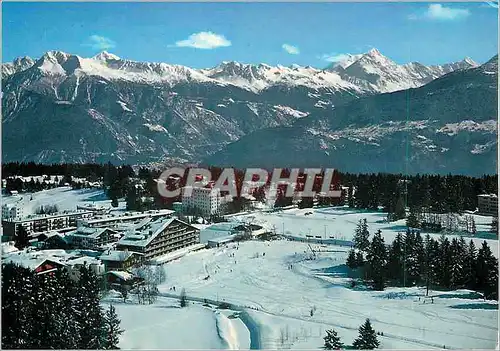 Moderne Karte Crans s Sierre Vue partielle aerienne Val d Anniviers et Weisshorn