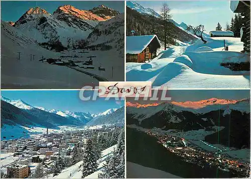Cartes postales moderne Davos Abendstimmung gegen Pischahorn