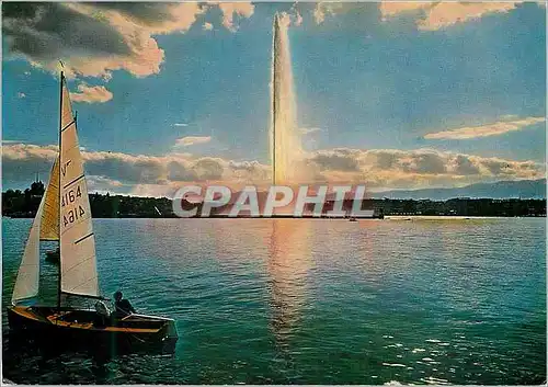 Cartes postales moderne Geneve Le jet d eau Bateau