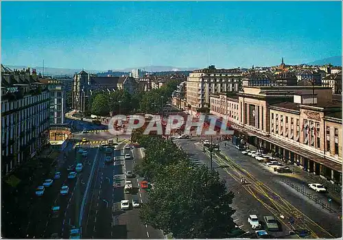 Cartes postales moderne Geneve Place et Gare Cornavin