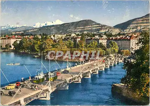 Moderne Karte Geneve Le Pont du Mont Blanc et le Mont Blanc