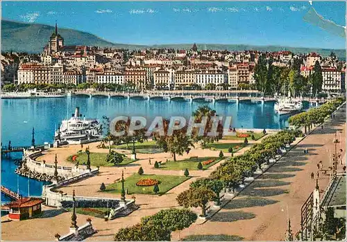 Cartes postales moderne Geneve Quai du Mont Blanc et vue sur la ville