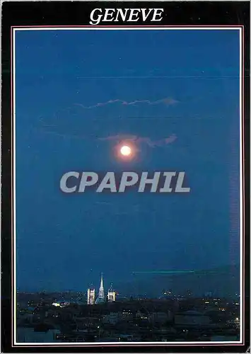 Cartes postales moderne Geneve La cathedrale St Pierre au clair de lune