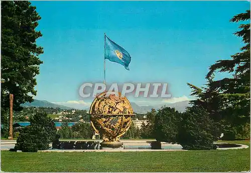 Cartes postales moderne Geneve La sphere Armillaire offerte par la Foundation Woodrow Wilson et Palais de l ONU