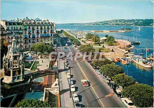 Cartes postales moderne Geneve Le quai du Mont Blanc et le Monument Brunswick