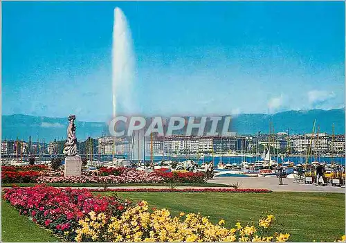 Cartes postales moderne Geneve La statue de la Brise et la Jet d eau