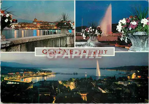 Moderne Karte Geneve La rade au crepuscule La rade et le jet d eau