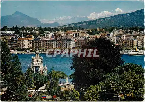 Cartes postales moderne Geneve Le monument Brunswick La rade et le Mont Blanc