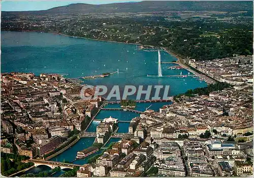 Moderne Karte Geneve La Ville et la rade vues d avion