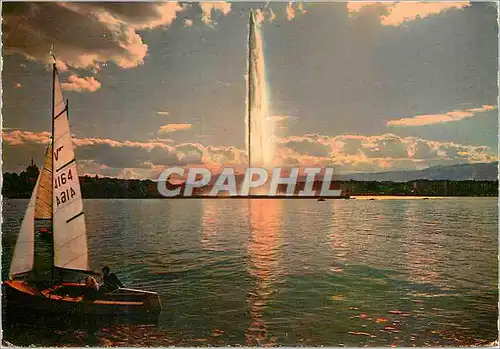 Cartes postales moderne Geneve Le jet d eau Bateau