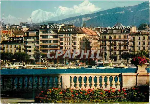 Moderne Karte Geneve Le quai Gustave Ador et le Mont Blanc