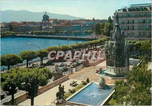 Moderne Karte Geneve Monument Brunswick et vue sur la ville