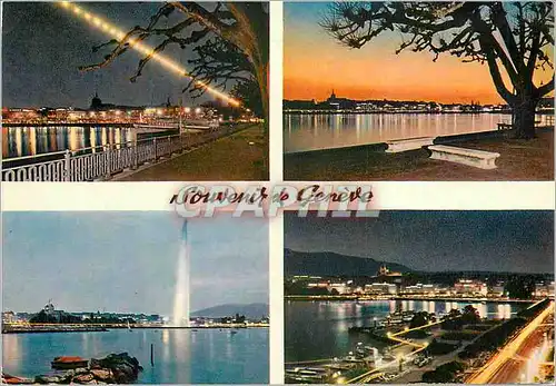 Cartes postales moderne Geneve Le quai La rade Le jet d eau La Jetee