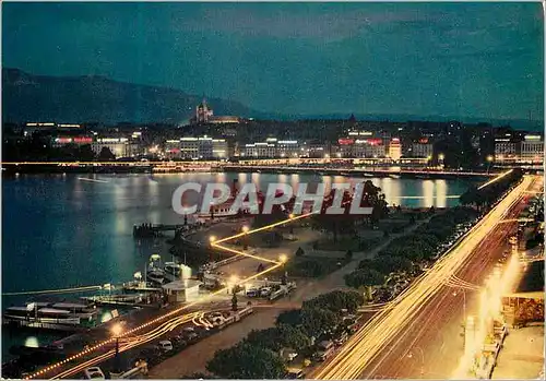 Cartes postales moderne Geneve La Rade illuminee