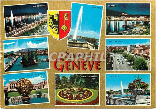 Moderne Karte Souvenir de Geneve