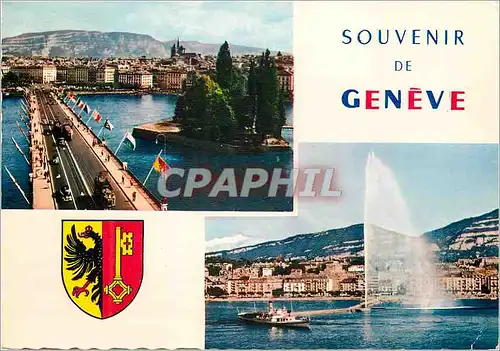 Cartes postales moderne Geneve Pont du Mont Blanc et Ile Jean Jacques Rousseau La Rade et le Jet d Eau